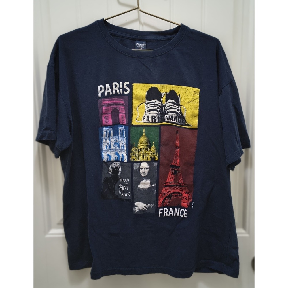 Paris France Multi-Panel Souvenir Graphic Tee Navy XXL Yan Master Collection